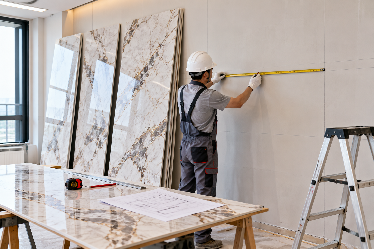 Preparing and measuring a wall before decorative wall panel installation