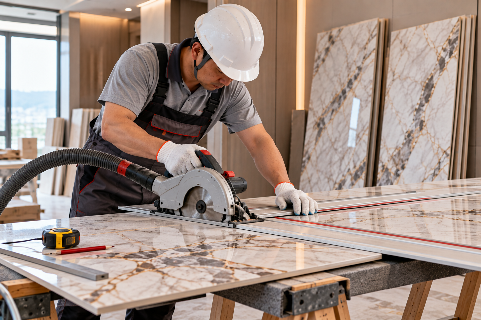 Cutting a decorative wall panel to the required size
